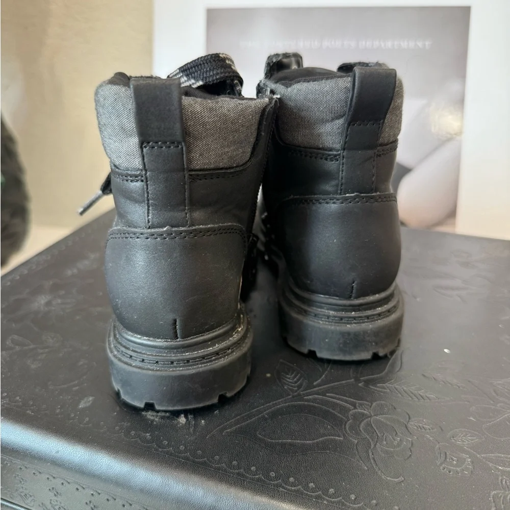 Cat & Jack Black Ankle Boots with Rugged Soles - Picture 2 of 4